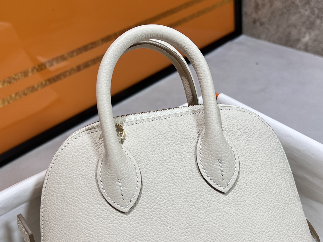 Hermes Bolide 1923 Mini Handbag Shoulder Bag In White Evercolor Leather